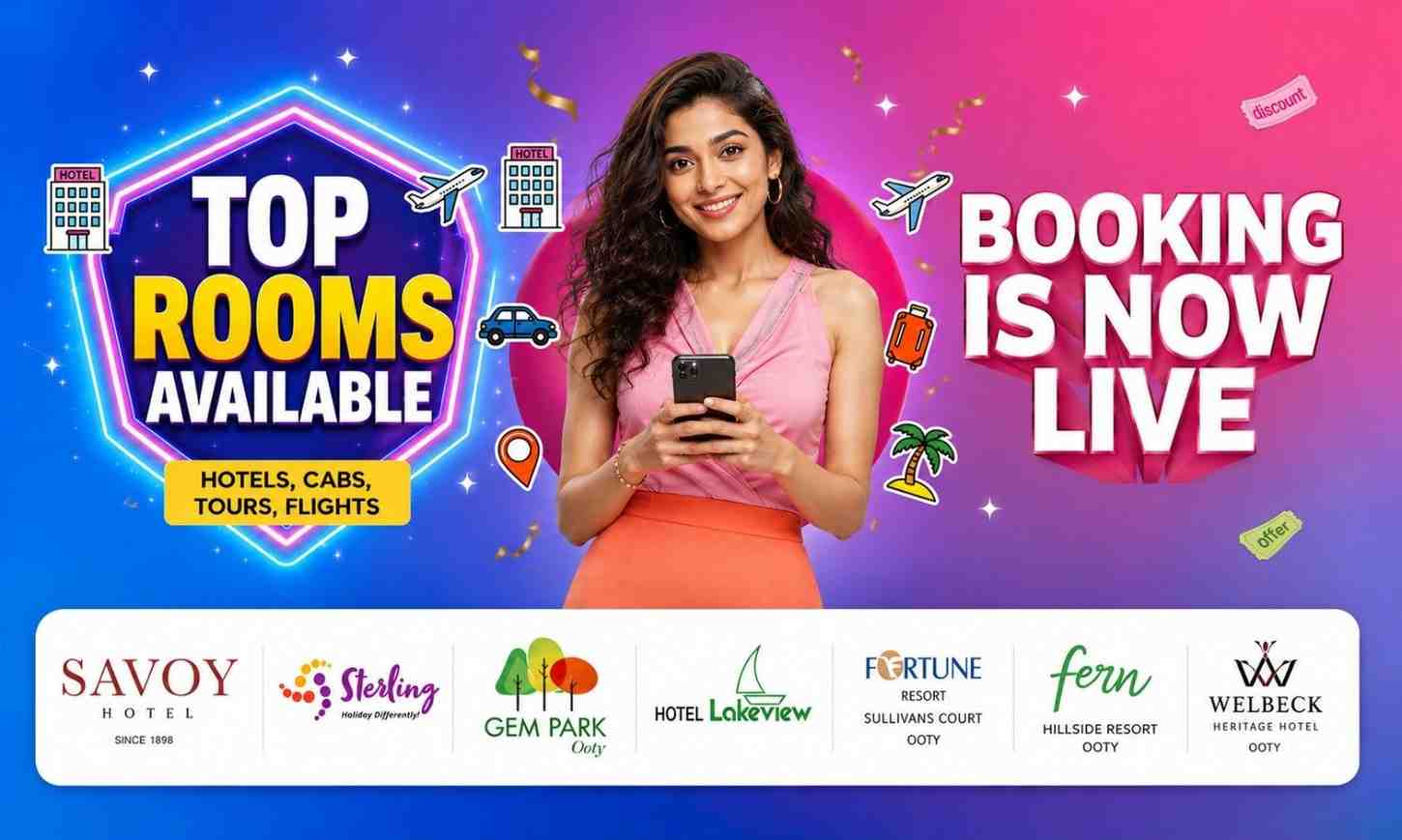 Trip Ooty mobile banner promoting travel bookings